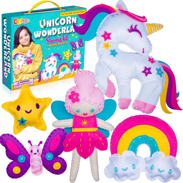 CRAFTSBEE Magical Unicorn Sewing Kit for Girls 7+ - Create 5 Adorable Felt