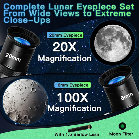 Luzsco 50mm 100x 2 6-12, Telescope for Kids Magnification Beginner Telescopio with Tripod, Eyepieces & Finder Scope