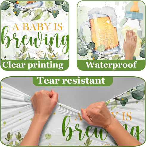 Gupesxu Decorations-3pcs Baby Brewing Shower A Baby is Brewing Tablecloth, Beer Feeding Bottle Baby Shower Table Covers