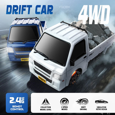Cayrzeth 1/24 2.4GHz 20KM/H 4WD RC Drift Car, Remote Control Car, High Speed RC Truck,Drifting TiresTwo Batteries