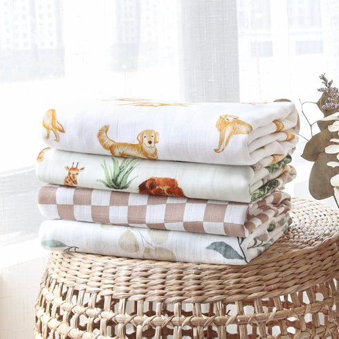 LifeTree Baby Swaddle Blankets with Golden Retriever Dog, 70% Viscose Bamboo and 30% Cotton, 47" x 47"