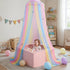 STAOLENE Rainbow Princess Bed Canopy for Girls, Breathable Hanging Mosquito Net with Glitter Star & Moon Tassels, Fits