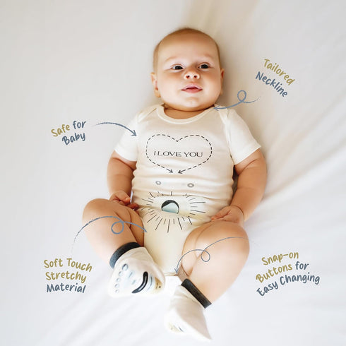 KAHLMI Massage Me! Onesie for Baby Massage, Constipation, Gas Relief, Colic Calm & Baby Sleep Aid, Onesie for Newborn