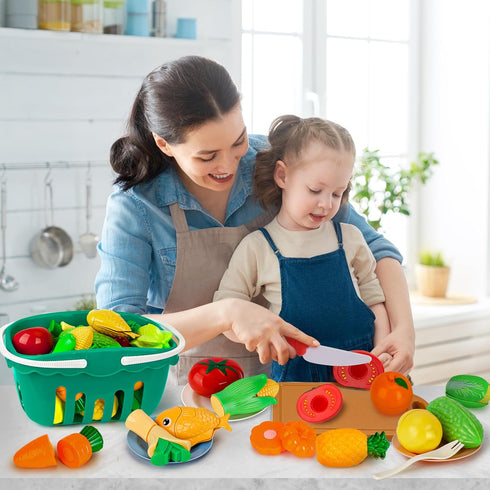 Hayuyuxo 95PCS Playset, Set Kids Pretend Play Kitchen Toys Accessories, Kids Kitchen Stainless Steel Cookware Pots