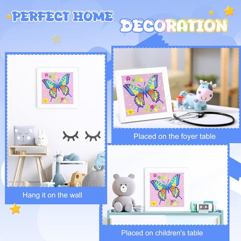 Diamond Art Kits for Kids - Crafts for Girls 8-12, Diamond Art Painting with Wooden Frame for Ages 4-10