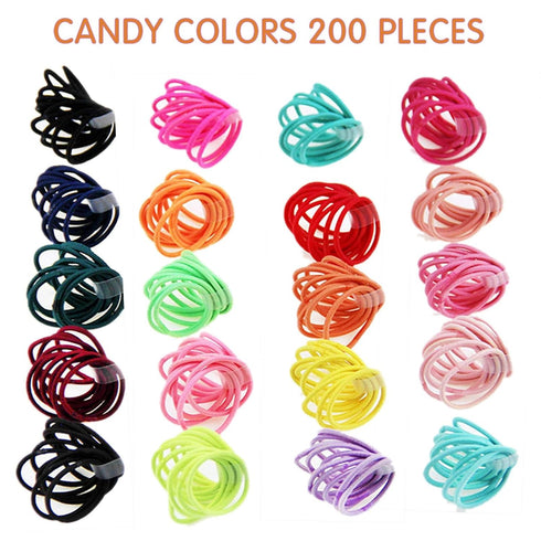 200PCS Elastic Hair Ties, No Crease Small Ponytail Holders for Kids Girls Baby Toddler Hair Accessories