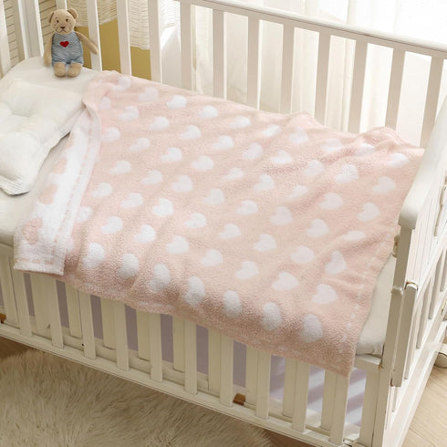 Kid Nation Super Soft Baby Blanket, Heart Light Pink, 30 x 40 inch