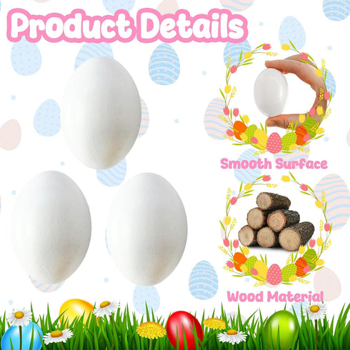 18 PCS Wooden Fake Chicken Eggs,White Wood Nest Egg Faux Egg for Crafts,Nesting Box,Easter,DIY, Help Hens Lay Eggs