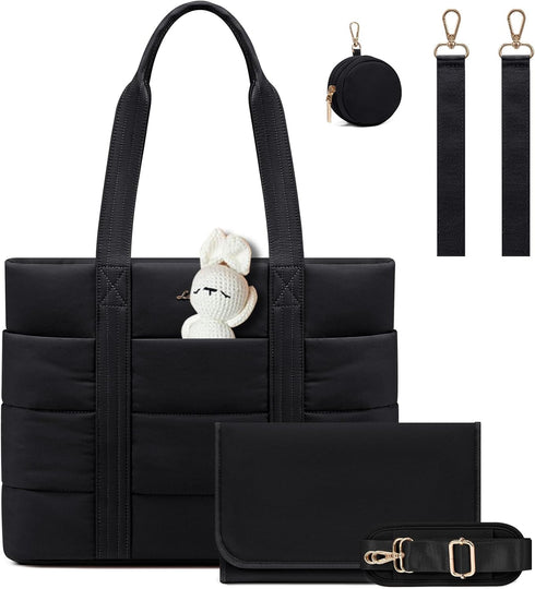 LOVEVOOK Diaper Bag Tote, 15.6inch Puffer Baby Diaper Bag Waterproof Travel Diaper
