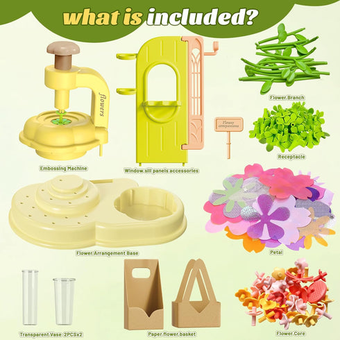 JoySpark Toys 150PCS 3-12 Fabric Flower Bouquets Toys DIY Flower Making Kit for Kids Ages Arts & Crafts Flower Crafts