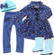 Sophia's 4 Piece Winter Outfit with Print Coat, Pants, Hat and Boots for 14.5" Dolls in Blue