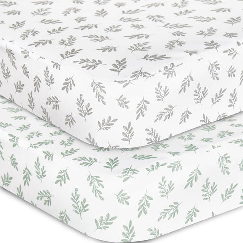 Crib Sheets Fitted for Boys and Girls, 2 Pack Crib Sheet Fits