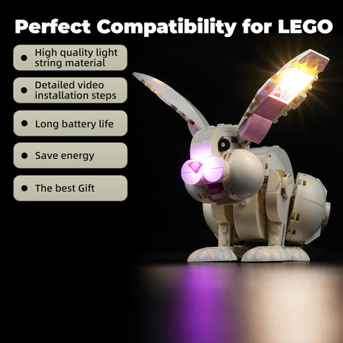 LED Light Kit for Lego-31133 White Rabbit, Compatible Lighting Set for Lego Building Blocks Model (Lights Only)