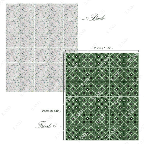 iLAND Dollhouse Flooring on 1/12 scale 1/6 scale, Miniature Dollhouse Accessories, 30pcs Double-Sided Dollhouse Floor Tiles (French Green Floral & Colorful Terrazzo)