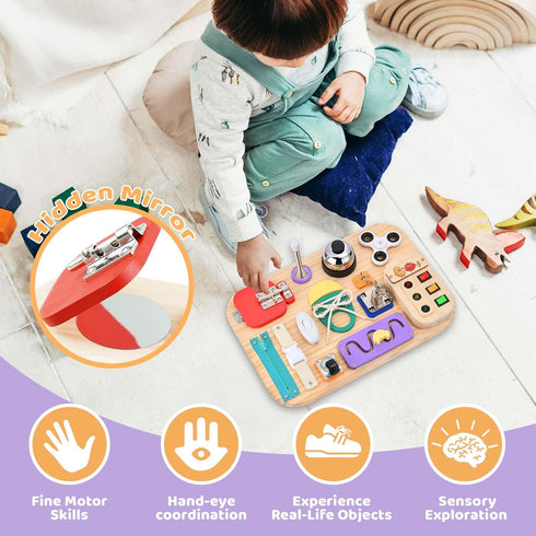 1 2 3 4 Potatomato Montessori Busy Board - Wooden Sensory Toys for Toddlers for Years -Activity Board Toys for Fine