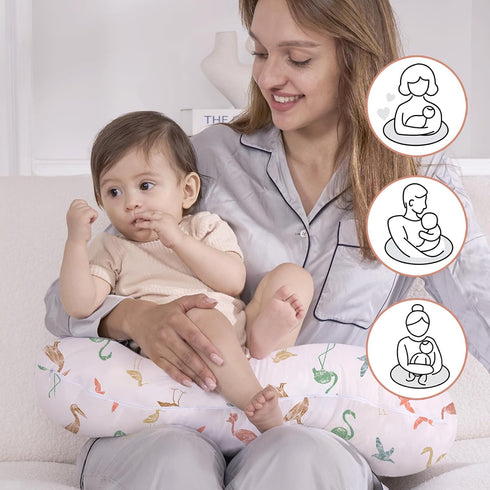 Little Grape Land Nursing Pillow for Breastfeeding, Ergonomic Feeding Pillow with Removable Cover, Baby Feeding Pillow