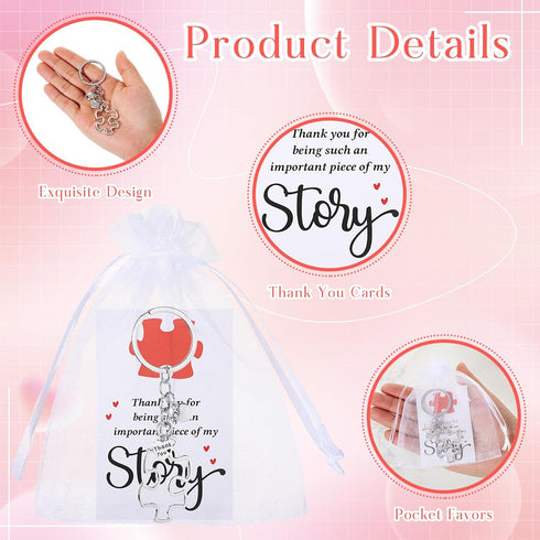 Back to School Gifts for Teachers Puzzle Keychain with Thank You Card and Organza Bag, Teacher Appreciation Gift