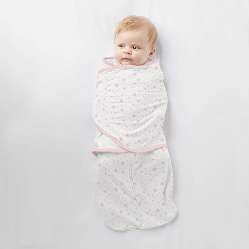3-in-1 0-4 BreathableBaby Adjustable Soft Premium Cotton Newborn Swaddle Trio Blanket & Wrap, (Infants months) Pink