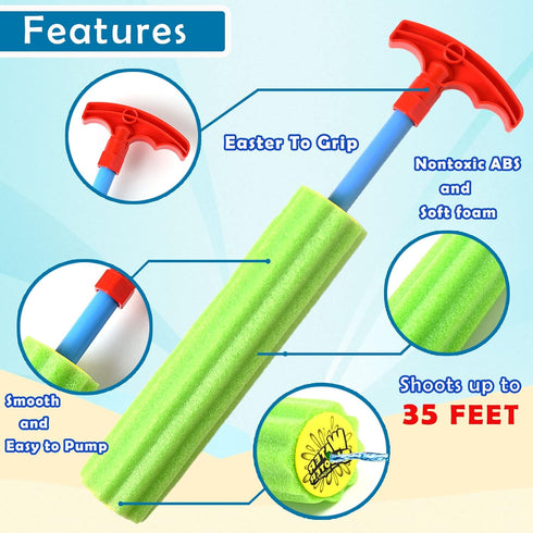 DraMosary Water Blaster Soaker Guns, 6 Pcs Colorful Foam Water Squirters for Kids Summer Outdoor Play Toys