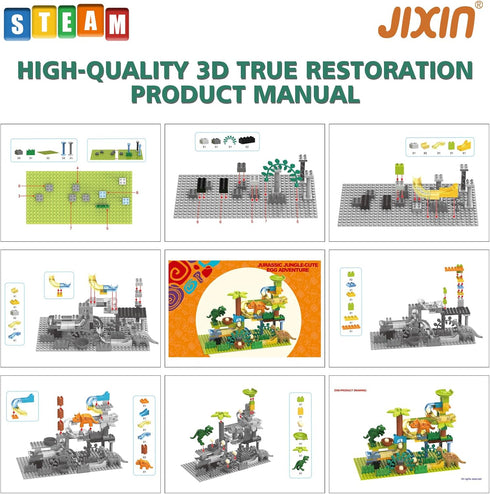 JIXIn Dinosaur Marble Runs for Kids 4-8, Compatible with DUPLO Lego Sets, 125 PCS Classic Big Blocks STEM Toys for Age