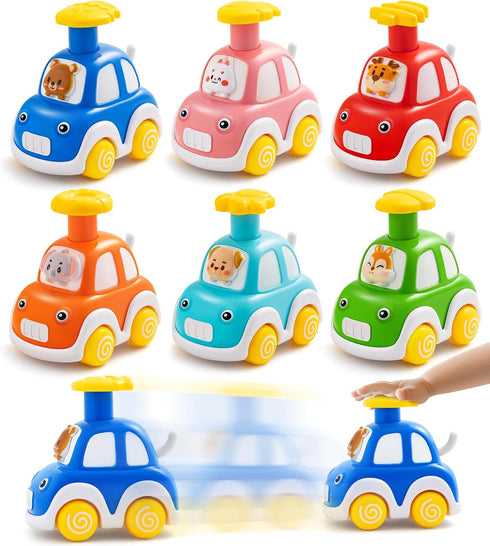 1-3, 6 Pack 1 2 12-18 TooyBing Press and Go Car Toys for Toddlers Animal Baby Car Toys for Year Old Boy, Push Go