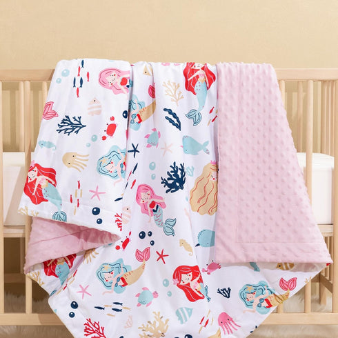 30x40 Inches, PHF Minky Baby Blanket for Girls with Double Layer and Soothing Raised Dotted Backing, Soft