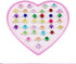 36pcs Adjustable Rhinestone Gem Rings Set for Little Girls with Heart Shape Display Case, Jewelry Rings