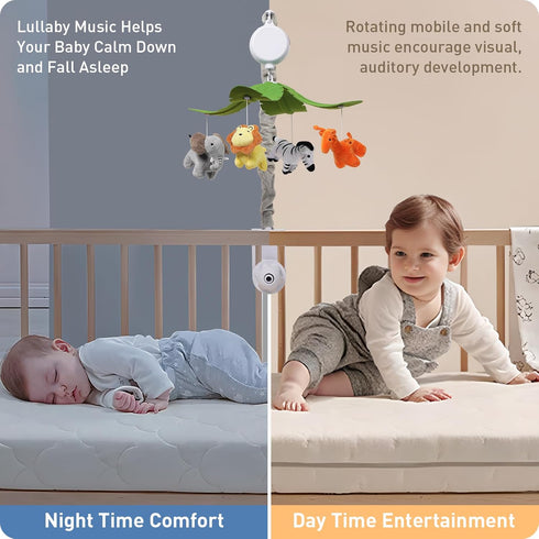 NICEMER 12 Baby Crib Mobile - Jungle Animal Mobile for Crib Nursery Musical Mobile Gender Neutral for Boys and Girls