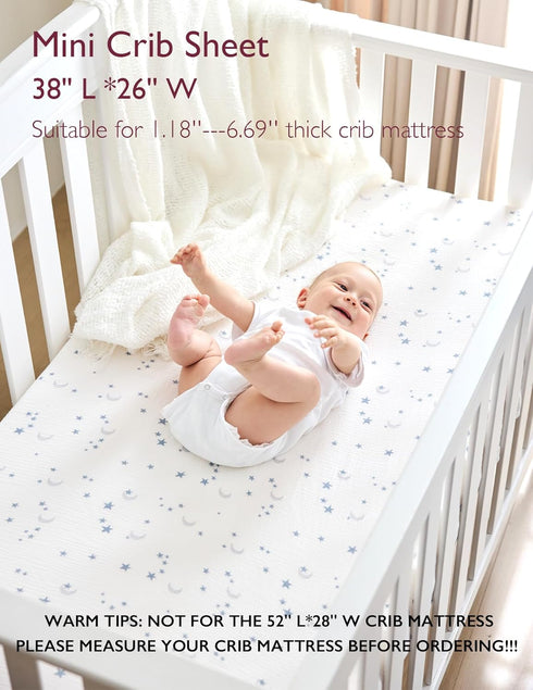 Momcozy 38''x26'' Pack Pack 2 Pack Muslin Mini Crib Sheets Fitted - and Play Sheets for N Play Mattress, Soft
