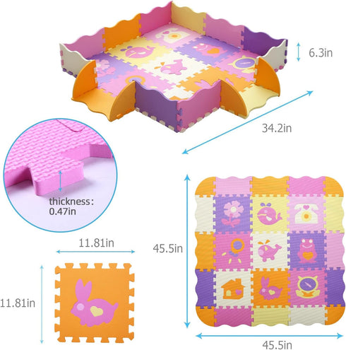 Kids25Pcs 9 Foam Play Mat for Square Interlocking Puzzle Floor MatBaby Play Mat Floor Mat Foam Puzzle Playmat