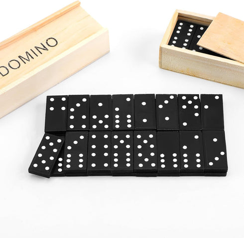 Hungdao 24 Pack Mini Dominoes Set, Double 6 Wooden Miniature Classic Board Games for Adults with Travel Box