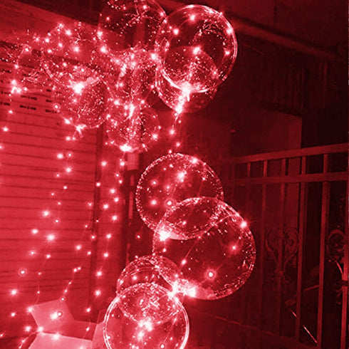GameXcel LED Light Up Balloons, 20 Inch, 6 Pack Clear Bobo Balloons with 10ft Red LED String Lights