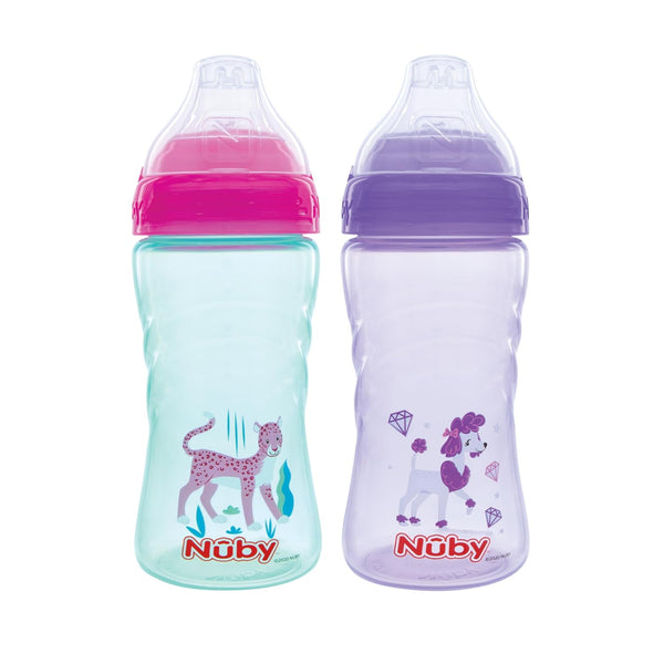 Nuby 2 Pack No Spill Printed Thirsty Kids No-Spill Sip-it Sport Cup