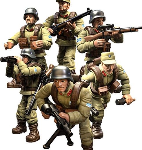 6 PCS Mini WWII Soldier Military Action Figures, Army Model Building Block Toys with Accessories for Kids