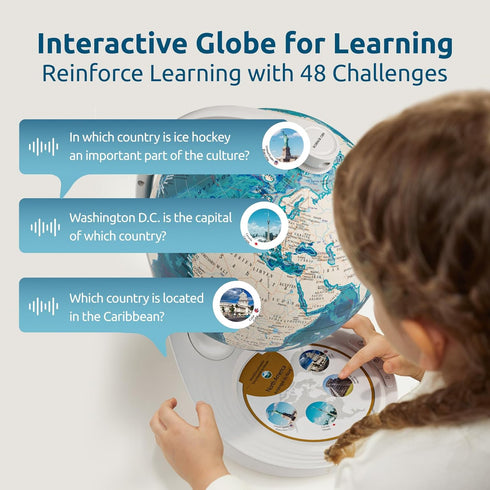 8 Inch 8-13, 6+ Science Can Openable Globe for Kids, Interactive World Globe, Talking Model with Knowledge & Quiz Mode