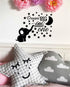 Dream Big Little One Wall Decor Stickers - Lovely Elephant and Moon Stars for Kids Room (Black)