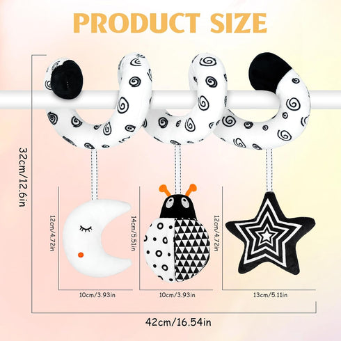 XIXILAND Car Seat Toys for Babies 0-6 Months, Black and White High Contrast Sensory Toys for Infants 0-18 Months