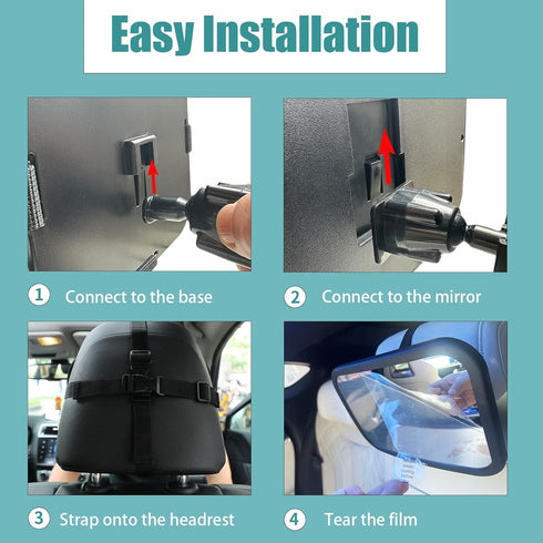 Oxnaleah 360 Car Mirror for Baby,Shake proof,Shatterproof Baby Car Mirror for Safe Travel, Rotation, Clear Wide View