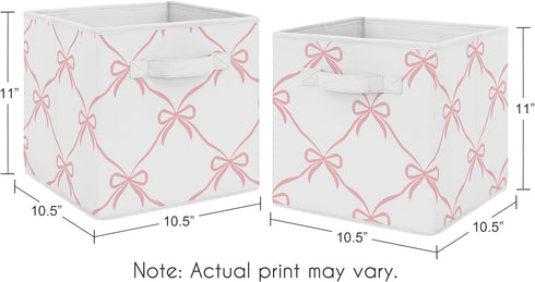 Set 2 Sweet Jojo Designs of Collapsible Fabric Storage Cubes (Pink Bows) for Girls, Baby, Kids, Childrens Foldable Bins