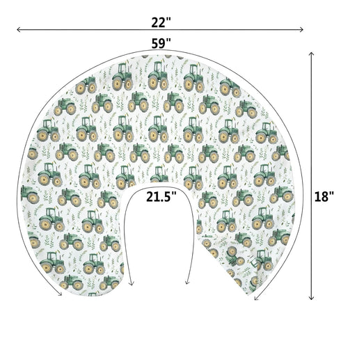 Watercolor Green Tractors Baby Nursing Pillow Covers for Boy Girl Farm Tractors Boho Leaves Nursery Feeding Pillowcase