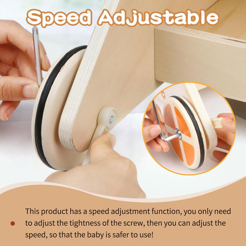 Wooden Baby Walker, Adjustable Speed Push and Pull Learning Activity Walker, Toddler Activity Center Toys