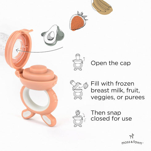 Forage Feeder - Soothing Silicone Frozen Baby Food Teething Toy, Pacifier Fruit Feeder, BPA Free - Bloom