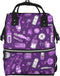 QSMJKLD Nurse Pattern Purple Diaper Bag with Changing Pad, Pacifier Holder - Multifunction