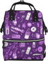 QSMJKLD Nurse Pattern Purple Diaper Bag with Changing Pad, Pacifier Holder - Multifunction
