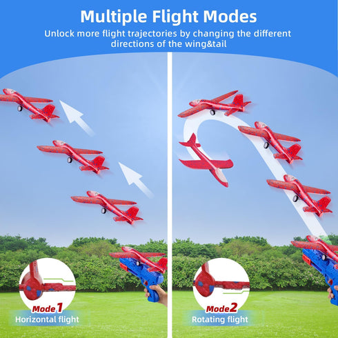 Toy Airplane 3 Pack, Airplane Launcher Toys with 2 Flight Modes for Kids Ages 3-12 Birthday Gift