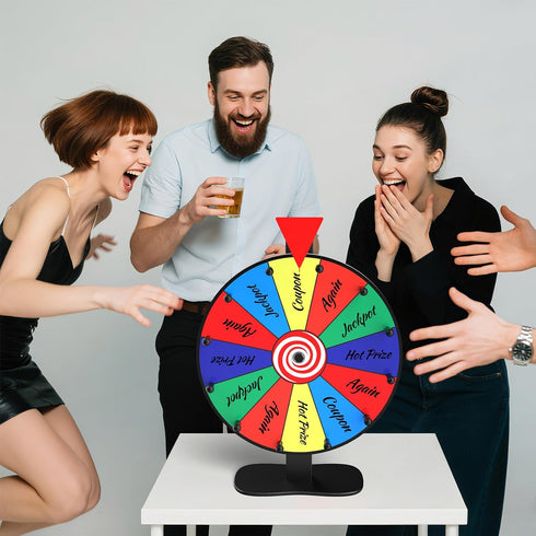 Retbtnm 12-Inch 12 Color Prize Wheel, Slot Editable Spinning Wheel with Dry Erase Board & Marker for Parties