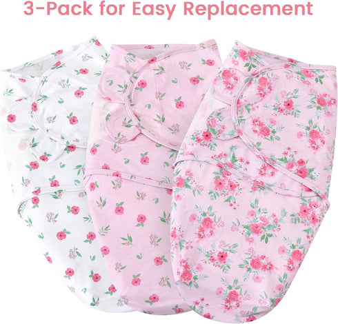 david's kids 100% Cotton Baby Swaddle Wrap, 0-6 Months, Soft Breathable Adjustable Sleep Sacks for Boys Girls, Floral