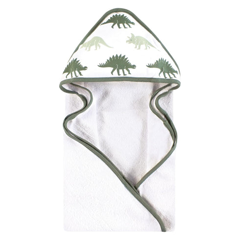 Hudson Baby Infant Boy Cotton Animal Face Hooded Towel, Neutral Dino World, One Size
