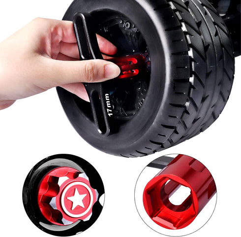 17mm Wheel Nuts 17mm Wheel Wrench Tool for Traxxas Maxx WideMaxx E Revo 2.0 Summit T Maxx RC Monster Truck Wheels Tires Red