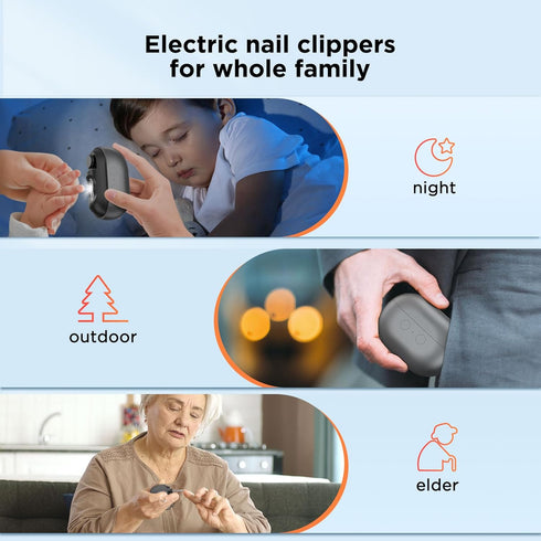 OVKUX 2025 Clippers,3 1 Trimming,Polishing&Fragments Upgraded Electric Baby Nail in Fingernail Storage with LED